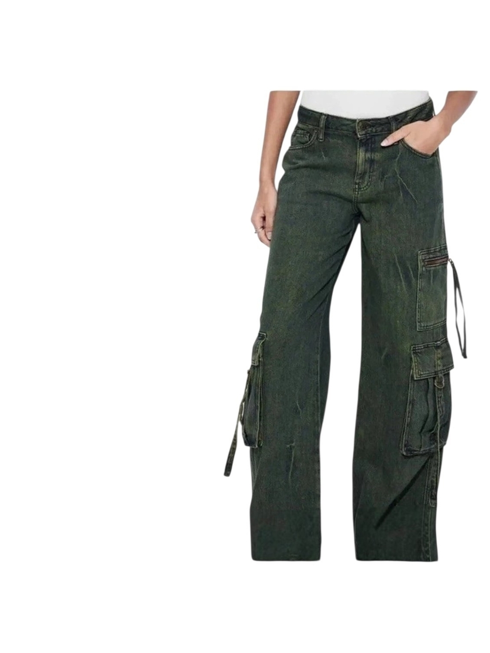 wild fable Wide-Leg  Mid Rise Baggy Cargo Jeans Size 12